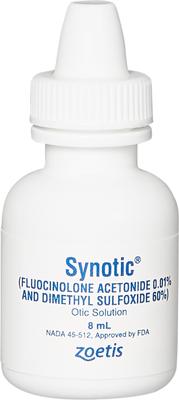 Show full view: Synotic (fluocinolone acetonide 0.01% and dimethyl sulfoxide 60%) Otic Solution for Dogs, 8-mL slide 3 of 7