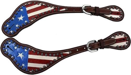 Show full view: Tahoe Tack American Flag Leather Western Womens Spur Straps slide 2 of 3