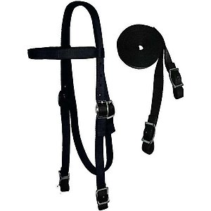 Tahoe Tack Double Layered Draft Nylon Western Horse Headstall & Reins, Draft, Black, Draft