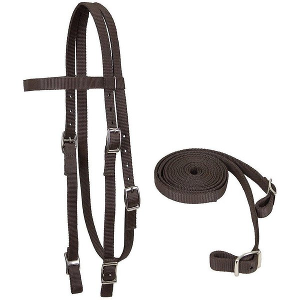 Tahoe Tack Double Layered Draft Nylon Western Horse Headstall & Reins, Draft