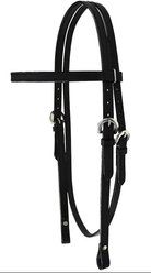 Tahoe Tack Double Stitched Leather Western Horse Browband Headstall, Black, Mini