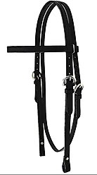Tahoe Tack Double Stitched Leather Western Horse Browband Headstall, Black, Pony