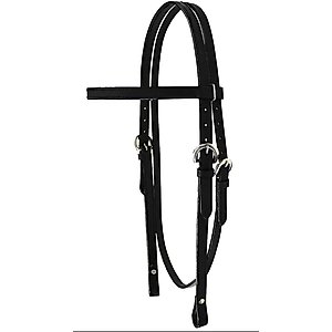 Tahoe Tack Double Stitched Leather Western Horse Browband Headstall, Black, Pony