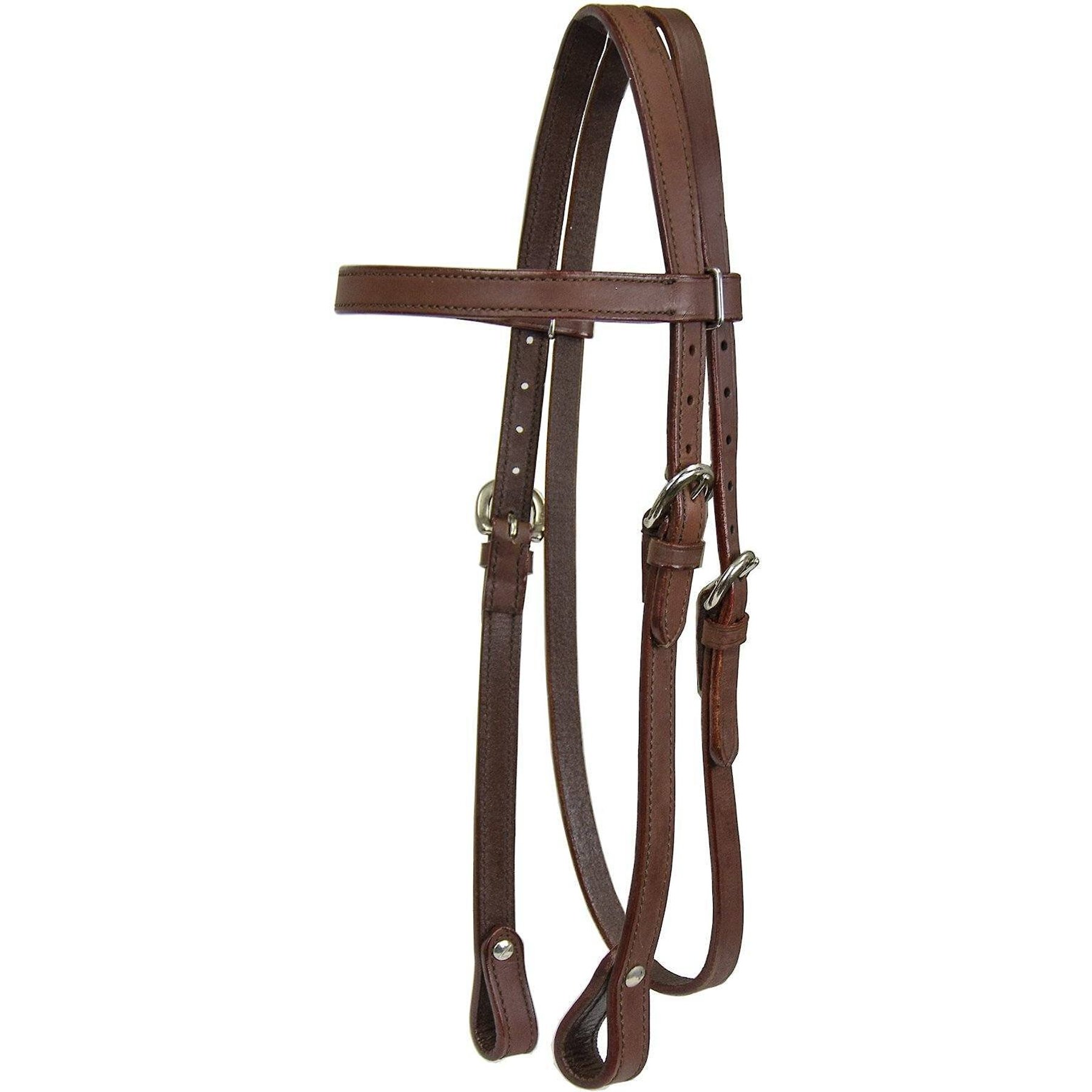 Tahoe Tack Double Stitched Leather Western Horse Browband Headstall, Medium Oil, Mini