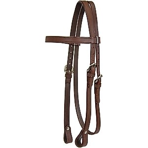 Tahoe Tack Double Stitched Leather Western Horse Browband Headstall, Medium Oil, Pony