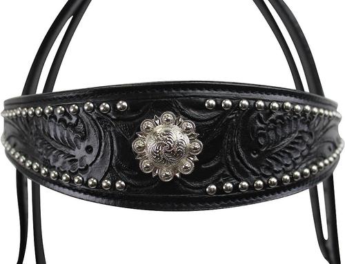 Show full view: Tahoe Tack Midnight Black Horse Browband Headstall & Split Reins, Full slide 3 of 4