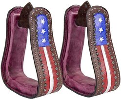 Tahoe Tack Patriotic American Flag Leather Adult Western Stirrups