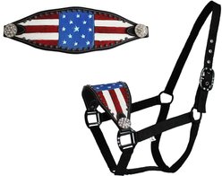 Tahoe Tack Patriotic Hand-Painted American Flag Crystals Bronc Horse Halter, Full 