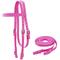 Show in main carousel: Tahoe Tack Plain Double Layer Nylon Horse Headstall & Reins, Pink, Full slide 1 of 4