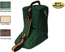 Tahoe Tack Triple Layer Padded Western Horse Boot Carry Bag, Hunter Green & Gold