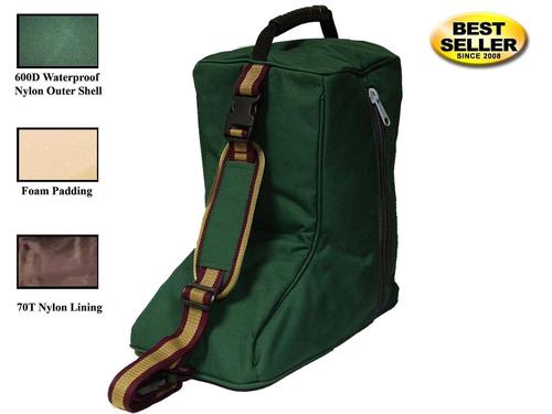 Show full view: Tahoe Tack Triple Layer Padded Western Horse Boot Carry Bag, Hunter Green & Gold slide 1 of 4