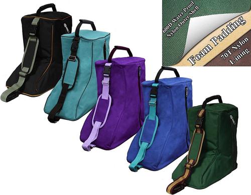 Show full view: Tahoe Tack Triple Layer Padded Western Horse Boot Carry Bag, Hunter Green & Gold slide 3 of 4