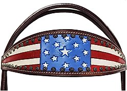 Tahoe Tack Western Patriotic American Flag Horse Browband Headstall & Reins, Cob slide 2 of 3
