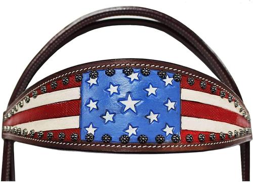 Show full view: Tahoe Tack Western Patriotic American Flag Horse Browband Headstall & Reins, Draft slide 2 of 3