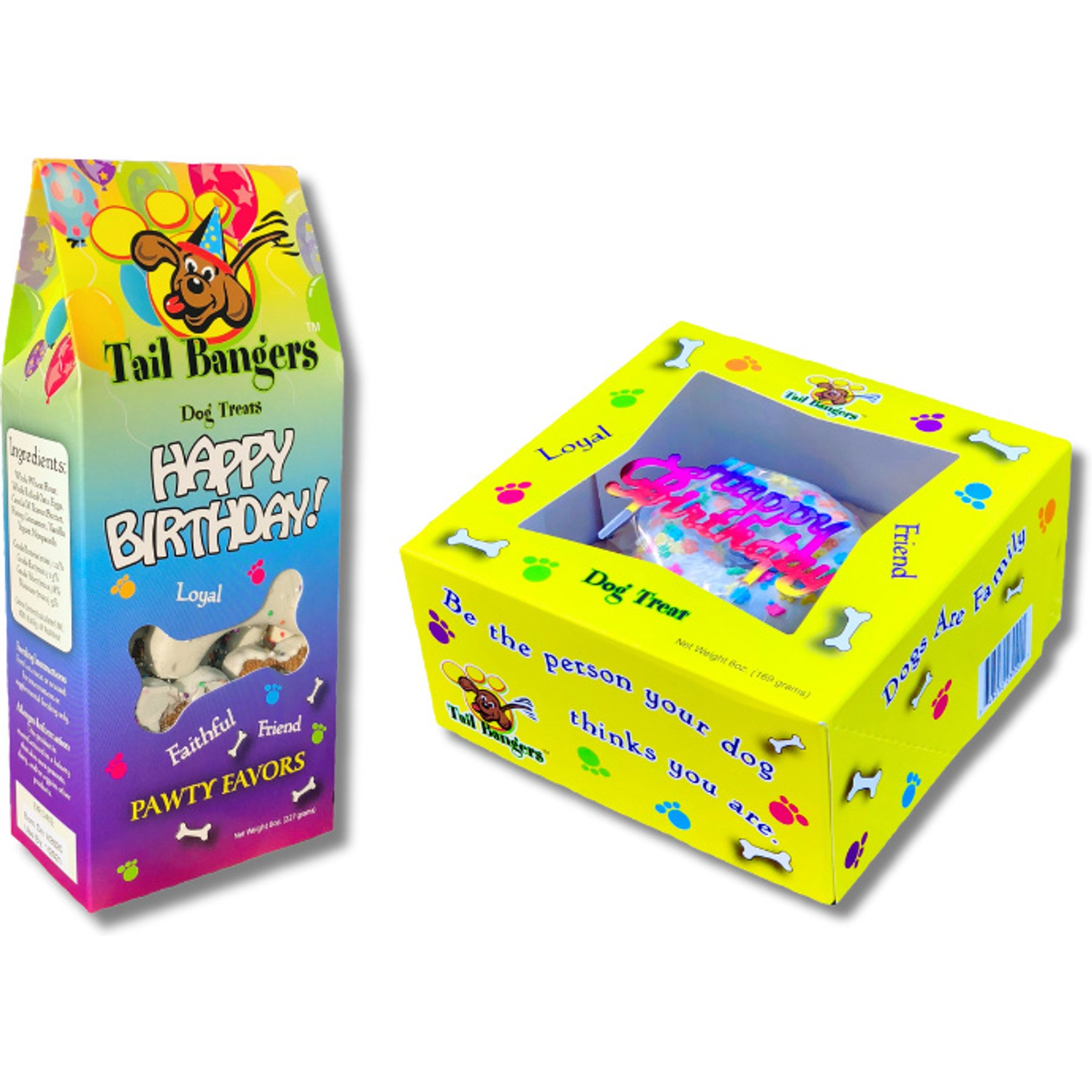 Tail Bangers Birthday Bundt Cake & Birthday Caddy Peanut Butter & Honey Crunchy Dog Treats, 2 count