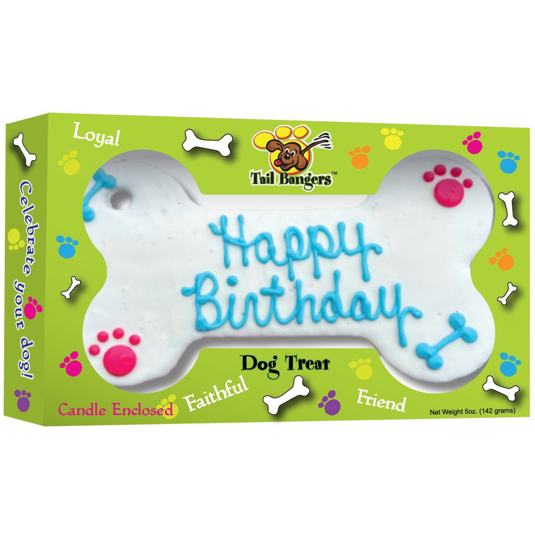 Tail Bangers Happy Birthday Blue Bone Peanut Butter & Honey Crunchy Dog Treats