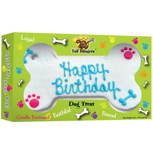 Tail Bangers Happy Birthday Blue Bone Peanut Butter & Honey Crunchy Dog Treats