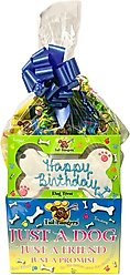 Tail Bangers 'Happy Birthday' Blue Gift Basket Variety Pack Crunchy Dog Treats