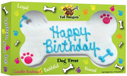 Show full view: Tail Bangers 'Happy Birthday' Blue Gift Basket Variety Pack Crunchy Dog Treats slide 4 of 10
