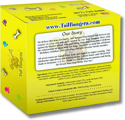 Show full view: Tail Bangers 'Happy Birthday' Bundt Cake Peanut Butter & Honey Hard Baked Crunchy Dog Treats slide 4 of 6