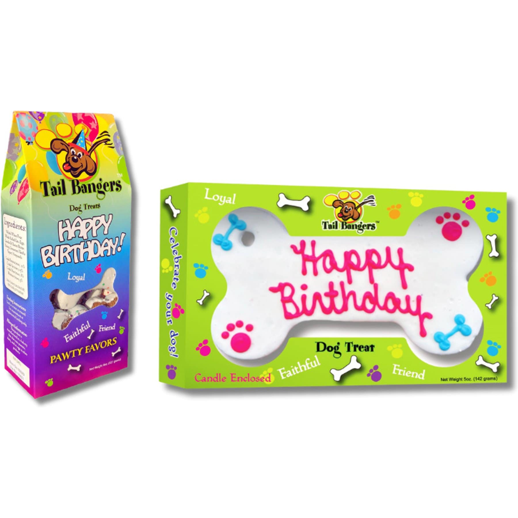 Tail Bangers Happy Birthday Pink Bone & Birthday Caddy Peanut Butter & Honey Crunch Dog Treats, 2 count