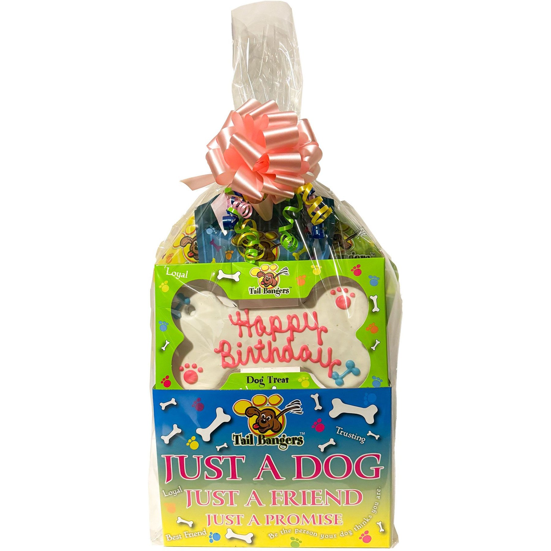 Tail Bangers 'Happy Birthday' Pink Gift Basket Variety Pack Crunchy Dog Treats