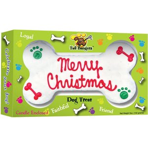 Tail Bangers Merry Christmas Bone Peanut Butter & Honey Crunchy Dog Treats