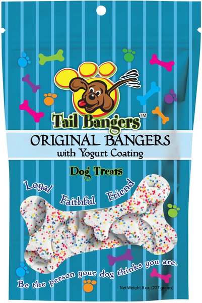 Tail Bangers Original Bangers with Yogurt Coating Peanut Butter & Honey Crunchy Dog Treats, 8-oz bag