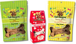 Tail Bangers Valentine's Day Variety Pack Peanut Butter, Peanut Butter with Yogurt, Cheddar & Bacon Crunchy Dog Treats, 3 count