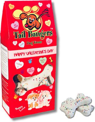 Show full view: Tail Bangers Valentine's Day Variety Pack Peanut Butter, Peanut Butter with Yogurt, Cheddar & Bacon Crunchy Dog Treats, 3 count slide 3 of 10