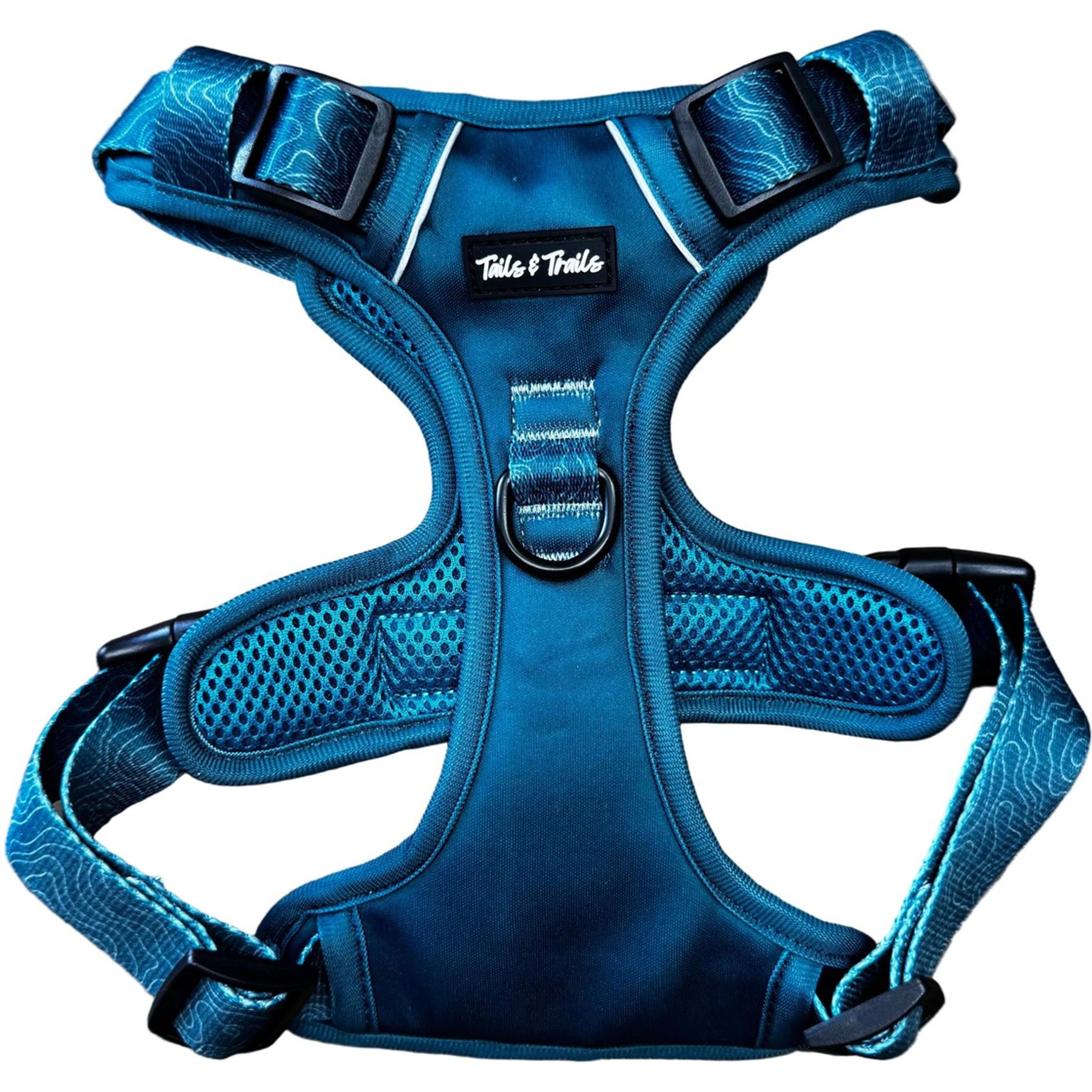 Tails & Trails Evergreen Adventure No-Pull Dog Harness, Teal, Small: 16 to 21-in chest