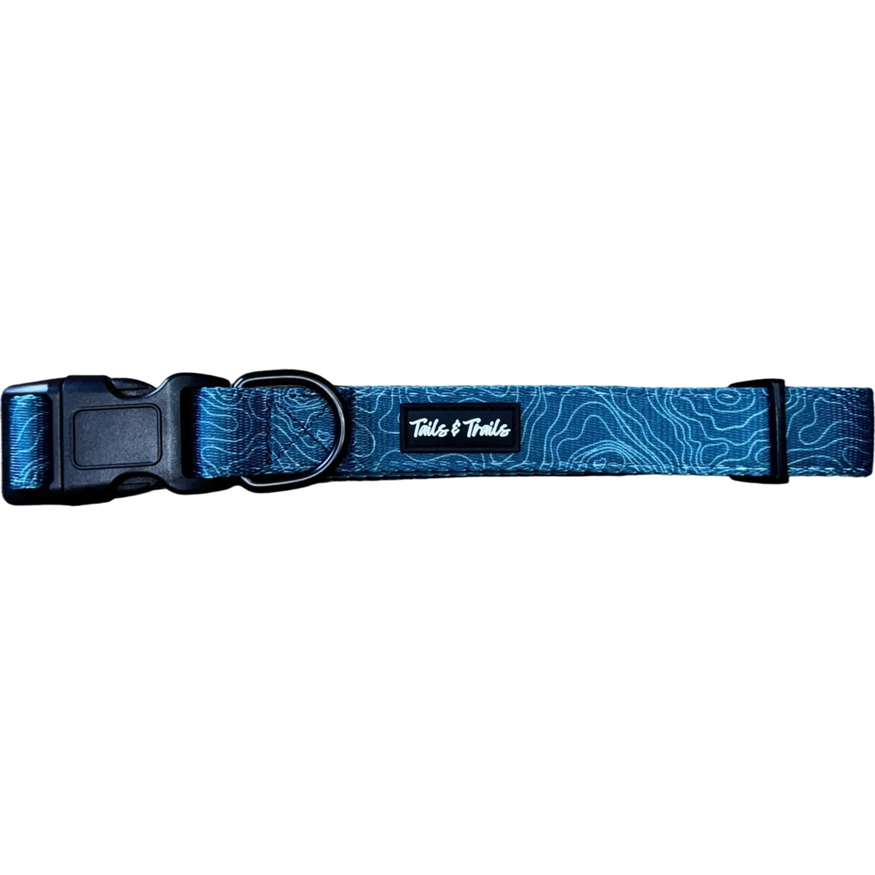 Tails & Trails Evergreen Trail Dog Collar, Teal, Large: 16-in neck, 1-in wide