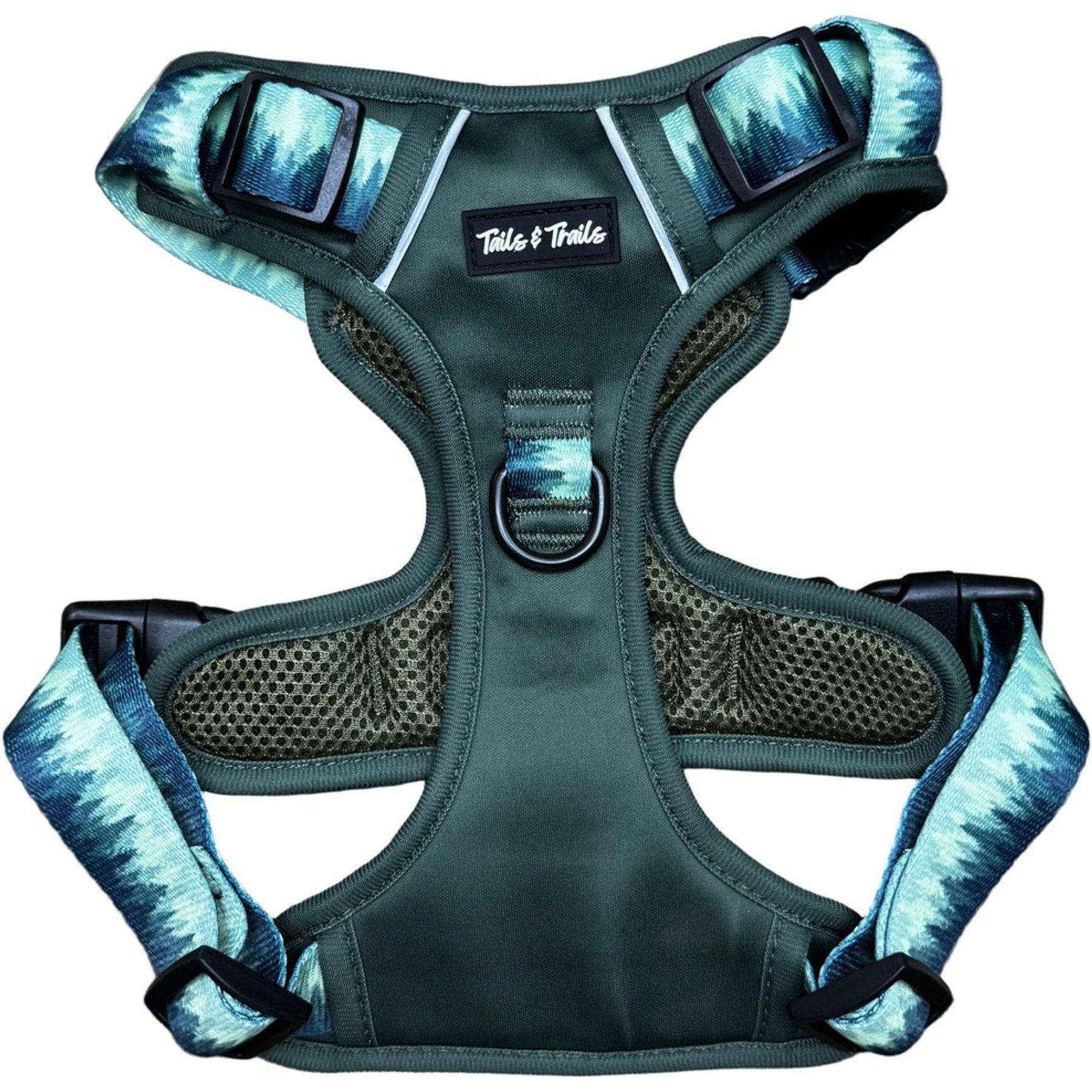 Tails & Trails Forrest Adventure No-Pull Dog Harness, Green, Medium: 18 to 24-in chest