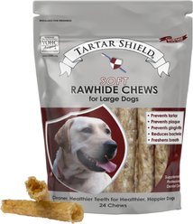 Tartar Shield Soft Rawhide Chews Daily Dental Dog Treat, Large, 24 count