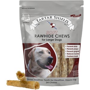 Tartar Shield Soft Rawhide Chews Daily Dental Dog Treat, Large, 24 count