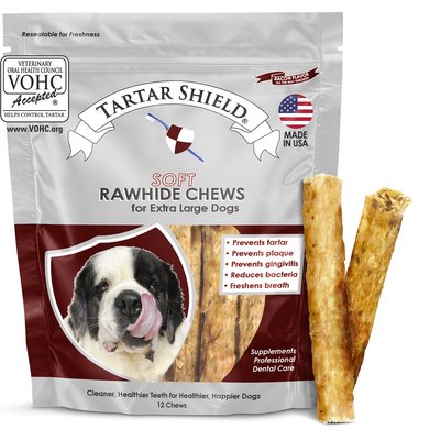 Tartar Shield Tartar Shield Soft Rawhide Chews Daily Dental Dog Treat, X-Large, 12 count