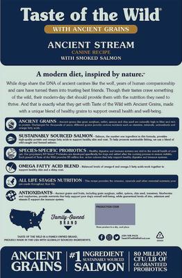 Show full view: Taste of the Wild Ancient Stream with Ancient Grains Dry Food + Pacific Stream Grain-Free Canned Dog Food slide 3 of 7