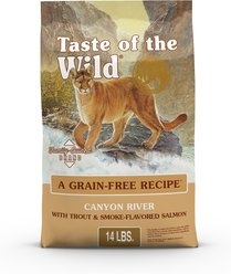 Taste of the Wild Canyon River Trout & Smoke-Flavored Salmon Grain-Free Dry Cat Food, 14-lb bag slide 1 of 7