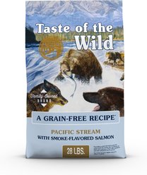 Taste of the Wild Pacific Stream Smoke-Flavored Salmon Grain-Free Dry Dog Food, 28-lb bag