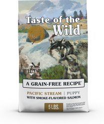 Taste of the Wild Pacific Stream Smoke-Flavored Salmon Puppy Recipe Grain-Free Dry Dog Food, 5-lb bag
