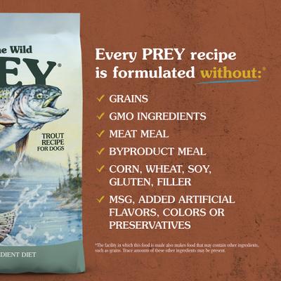 Show full view: Taste of the Wild PREY Trout Formula Limited Ingredient Recipe Dry Dog Food, 8-lb bag slide 8 of 11