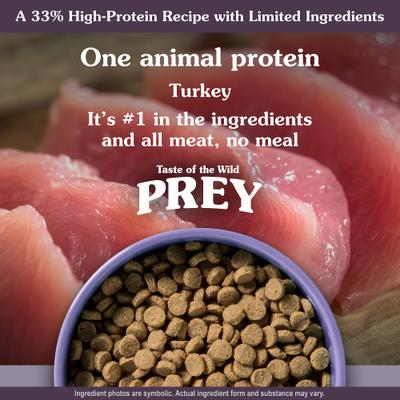 Show full view: Taste of the Wild PREY Turkey Formula Limited Ingredient Recipe Dry Cat Food, 6-lb bag slide 5 of 11