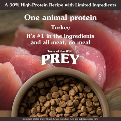 Show full view: Taste of the Wild PREY Turkey Formula Limited Ingredient Recipe Dry Dog Food, 25-lb bag slide 5 of 11