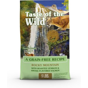 Taste of the Wild Rocky Mountain Roasted Venison & Smoke-Flavored Salmon Grain-Free Dry Cat Food, 5-lb bag