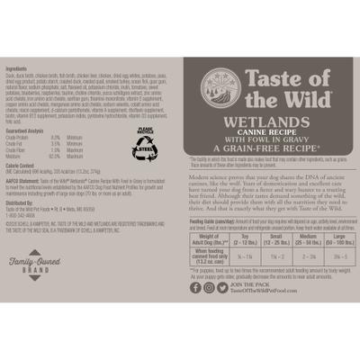 Show full view: Taste of the Wild Wetlands Grain-Free Fowl in Gravy Canned Dog Food, 13.2-oz, case of 12 slide 3 of 7