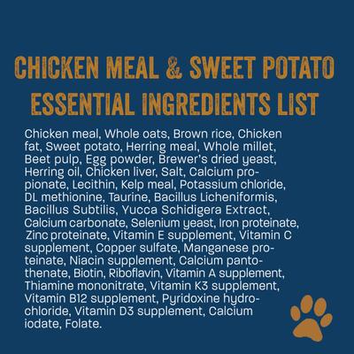 Show full view: Team Dog Chicken Meal & Sweet Potato 26/20 Essential Blend Premium Dry Dog Food, 33-lb bag slide 9 of 11