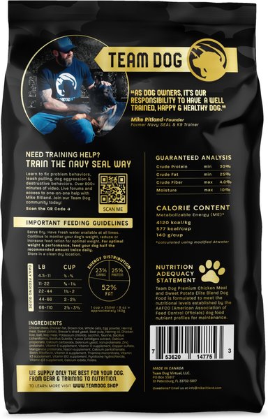 Team Dog Chicken Meal & Sweet Potato 30/25 Elite Blend Premium Dry Dog Food, 33-lb bag
