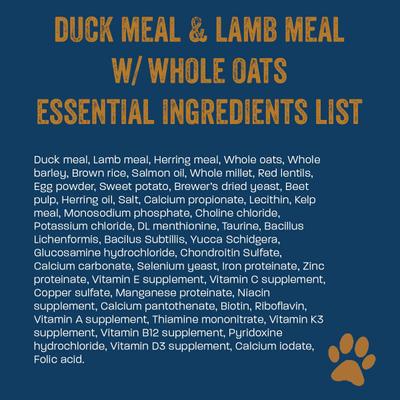 Show full view: Team Dog Duck Meal & Lamb Meal 26/20 Essential Blend Dry Dog Food, 33-lb bag slide 3 of 10