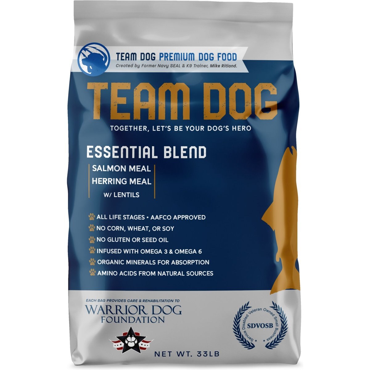 Team Dog Salmon Meal & Herring Meal 26/20 Essential Blend Premium Dry Dog Food, 33-lb bag