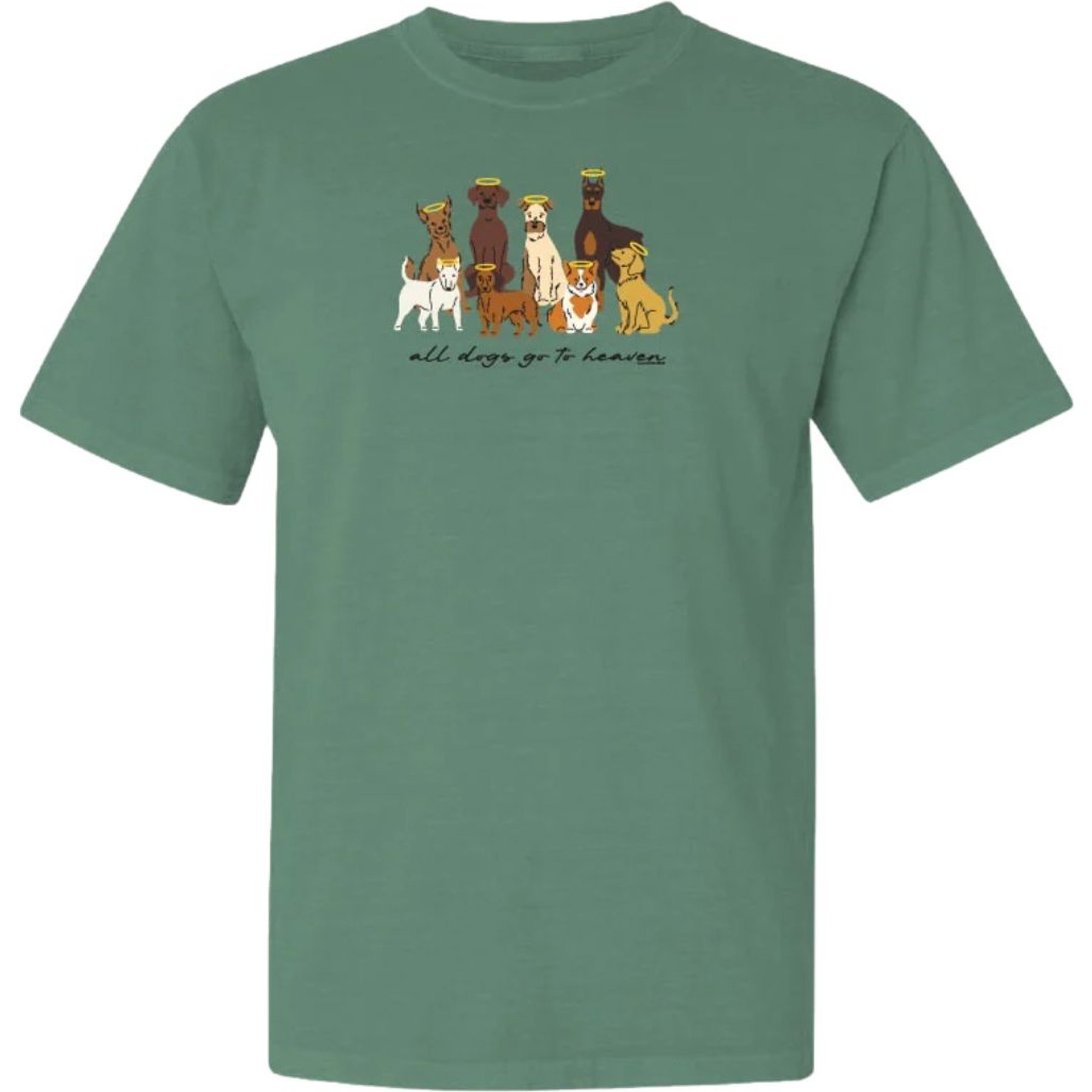Teddy the Dog All Dogs Go To Heaven Classic Tee Shirt, Mountain Spruce, X-Small
